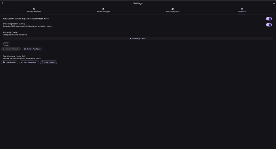 The License section in Advanced settings